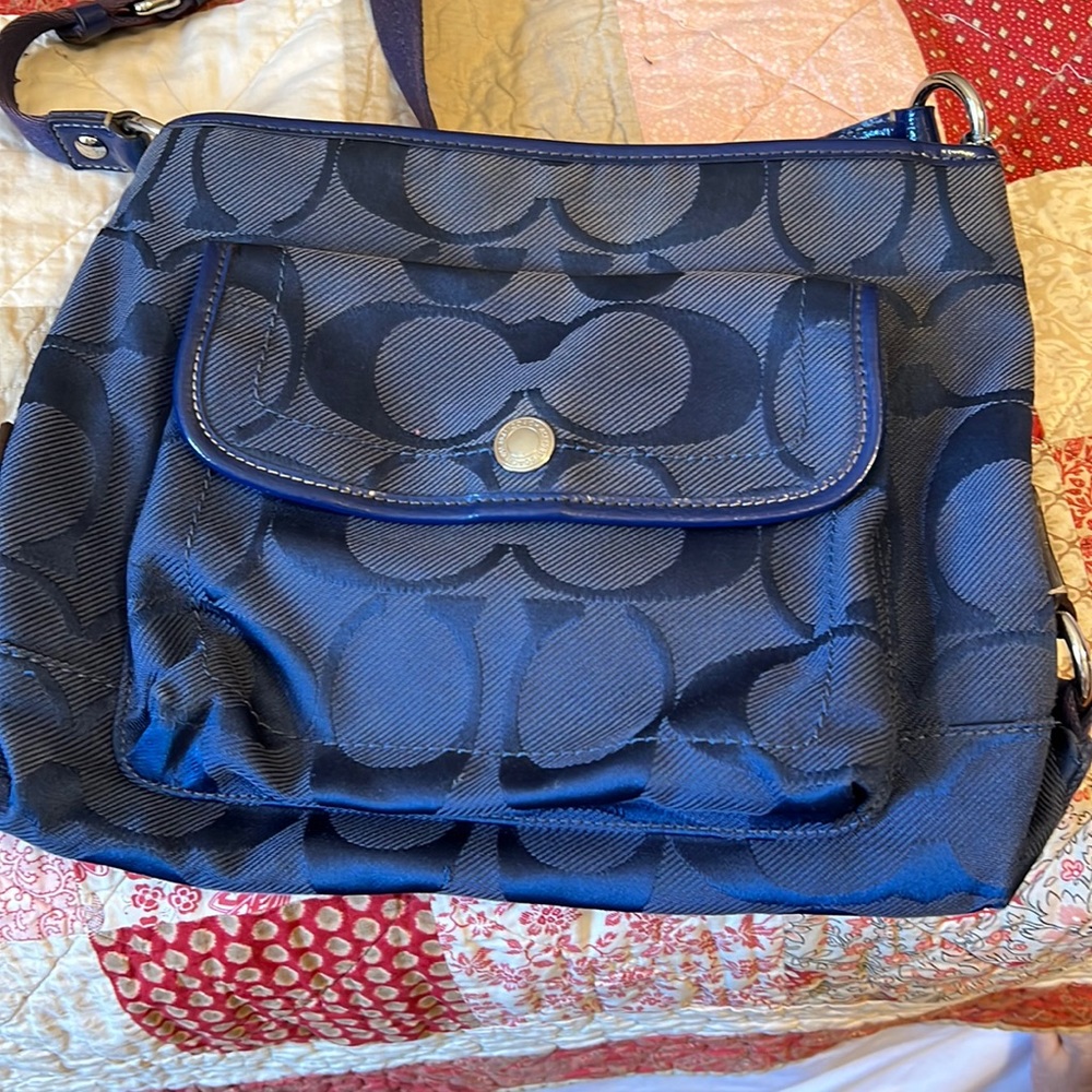 Navy blue coach purse